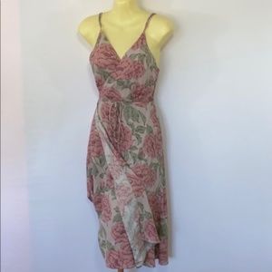 REFORMATION PINK FLORAL MIDI WRAP DRESS NWOT 4